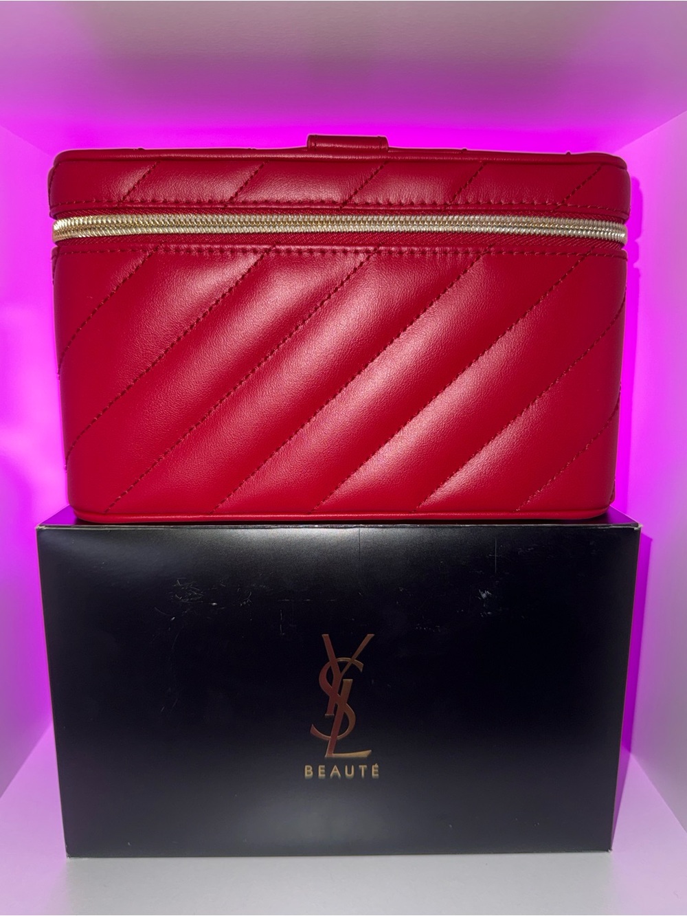 Yves Saint Laurent Beauty Red Quilted Cosmetic Case